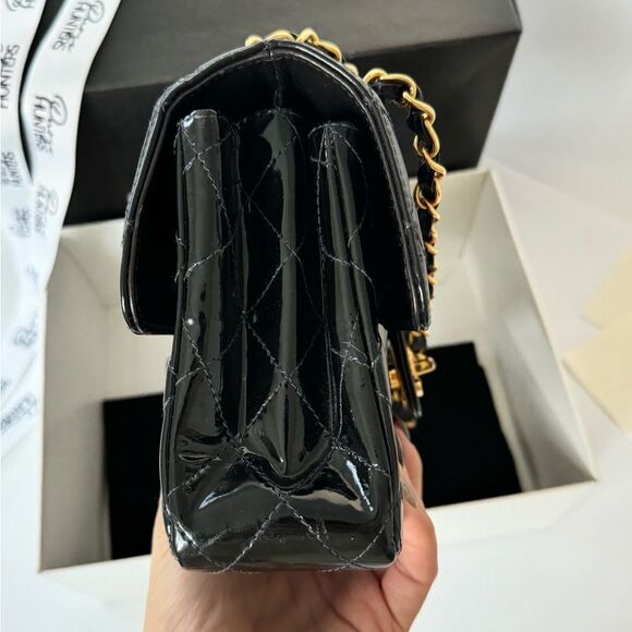 Chanel vintage small double sided flap black patent GHW - Picture 3 of 11
